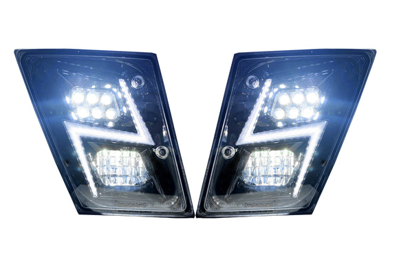 Volvo VNL 03-17 Full LED Fog Light Lamp Lightning Style Black | Pair | (LH+RH)