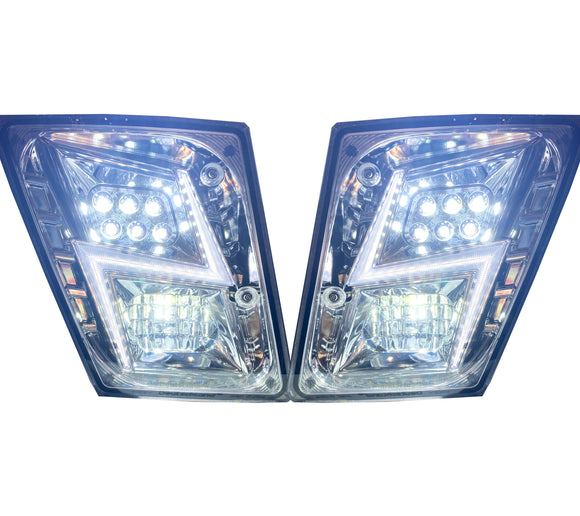 Copy of Volvo VNL 03-17 Full LED Fog Light Lamp Lightning Style Chrome | Pair | (LH+RH)